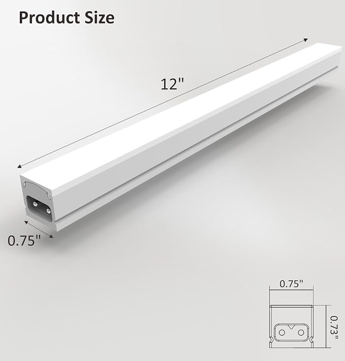 Leetdud Under Cabinet Lighting Plug in, 12 Inch 1 Pc, Linkable AC120V 3CCT 3000K/4000K/5000K Ultra Slim, LED Under Cabinet Lights for Counter Light, Kitchen, Shelf, Sink, Workshop, Desk，White