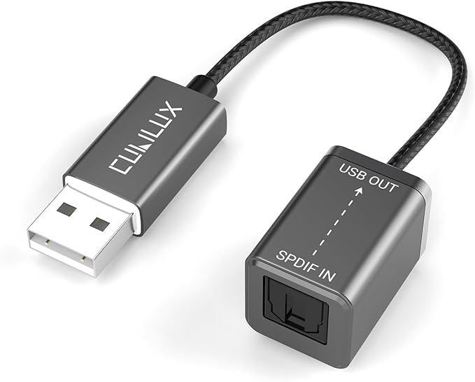 Cubilux USB A SPDIF Input Adapter for PC [Stereo Recording ONLY, NOT for Playing Audio] USB Optical Line-in Dongle, Toslink to USB Receiver, USB A SDPIF RX Interface Suitable for Laptop Computer