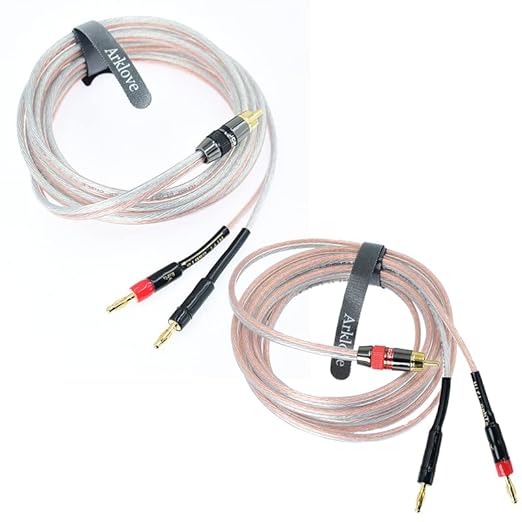 Arklove 1ft 2packs 14awg Male RCA to Banana 2 Plug Male 4mm Speaker Adapter Conversion Cable Cord Audio with Port Connector for Amplifier amp Phono 2 Channel