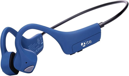 Bone Conduction Headphones Bluetooth - Waterproof Open Ear Headphones - Wireless Sports Headset Sweatproof Earphones with Mic Induction Conducting Headphones for Running Workout Gym-Blue