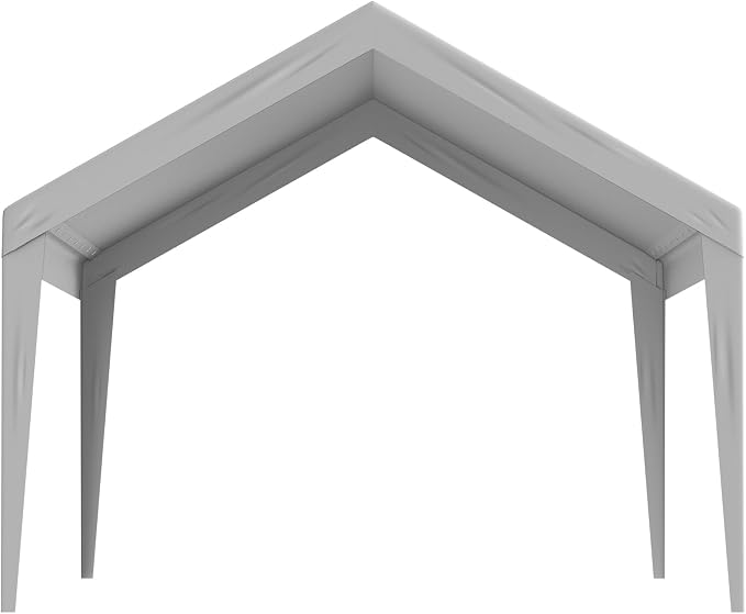 VEVOR Carport Replacement Canopy Cover 12 x 20 ft, Garage Top Tent Shelter Tarp Heavy-Duty Waterproof & UV Protected, Easy Installation with Ball Bungees,Grey (Only Top Cover, Frame Not Include)