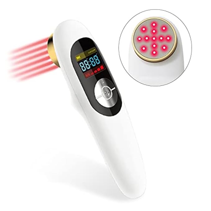 Pain Relief Cold Laser Therapy Device Red Light Portable Handheld Unit 650nm+808nm, Works Worldwide, 110v - 220v, for Joints, Muscles, Shoulders, Elbows, Knees, Back Treatment