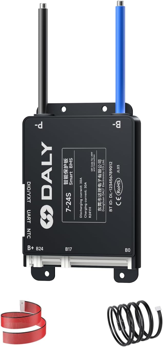 DALY BMS 30A 7S-24S 24V-84V - Smart Built-in Bluetooth Monitoring Lithium Battery Protection LiFePO4 Li-ion LTO for E-Bikes Scooters