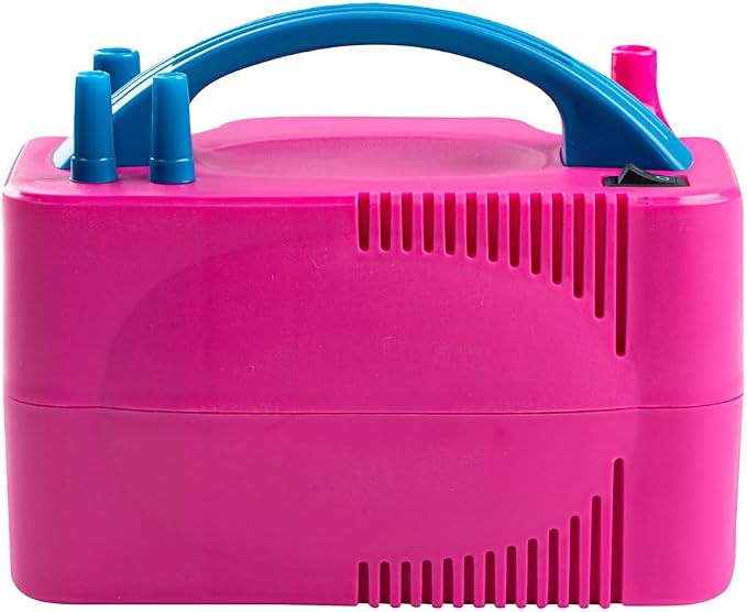 Restaurantware Balloonify 600W Electric Air Pump 1 Portable Balloon Inflator - Dual Modes Two Nozzle Sizes Pink & Blue Plastic Air Pump for Balloons 110V powerchord Double Inflation Design
