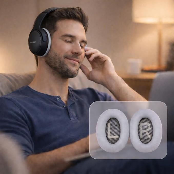 Replacement Ear Pads for Bose QuietComfort 35 (QC35) & Quiet Comfort 35 II (QC35 ii) Headphones, Soft Protein Leather Ear Cushions with Noise Isolation, Memory Foam, Extra Durability