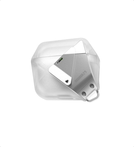 Aulumu A29 Geometric AirPods 4 Case with Lock | Protective Cover with Nylon Buckle | Alloy Armour | Compatible with Apple AirPods 4th (2024) - Translucent White