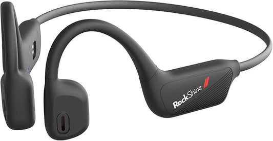 R1 Open Ear Headphones, Bone Conduction Running Headphones Bluetooth 5.3, 12H Battery Sweatproof & Water-Resistant, Wireless with Mic for Cycling, Workout,Sports-Deep Bass Sound (Black)