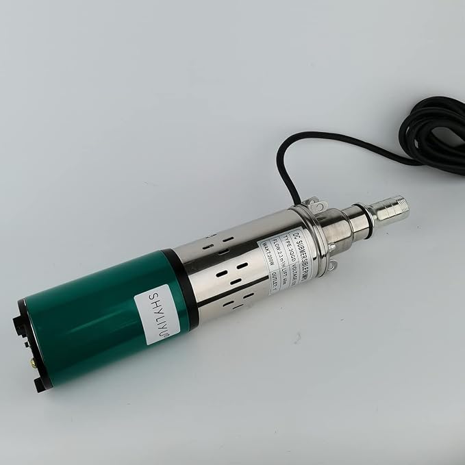 Solar Submersible Well Pump DC 12V 200W Deep Well Pump 3"Tube Stainless Steel Screw Pumps 2300L/H 1" Outlet High Lift 40M Irrigation Pumps Agricultural Garden Home