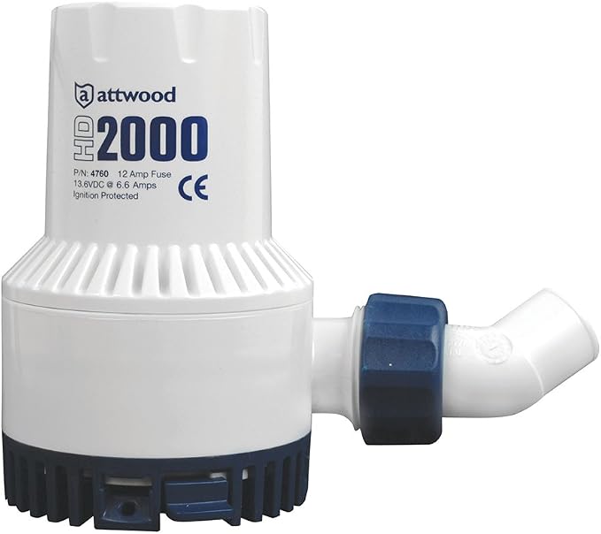 Attwood 4730-4 Heavy Duty 1,700 GPH Fully Submersible Boat Livewell/Baitwell Bilge Pump