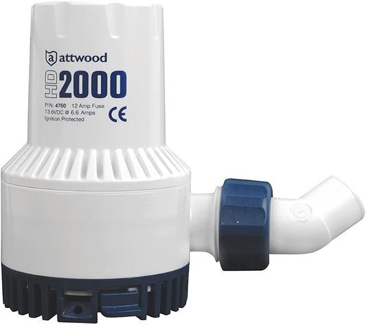 Attwood 4730-4 Heavy Duty 1,700 GPH Fully Submersible Boat Livewell/Baitwell Bilge Pump