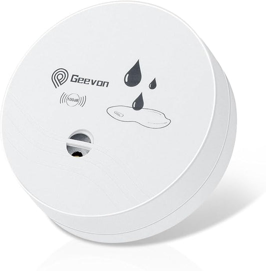 Geevon 1 Pack Water Leak Detectors, 100dB Water Sensor Alarms Flood Detector for Basements, Bathrooms, Laundry Rooms, Kitchens, Garages, and Attics, Water Alarms Battery-Operated (Battery Included)