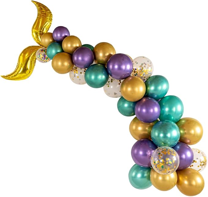 Restaurantware-Balloonify Mermaid Balloon Arch Kit, 1 Party Decoration Kit - 42 Balloons, With Chain, Latex Mermaid Tail Balloon Arch Kit, Includes Glue Dots