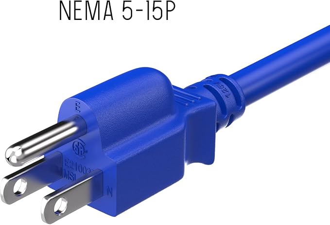 Cable Leader 4ft 14AWG Computer Power Cord, NEMA 5-15P to IEC C13 AC Power Cable, Heavy Duty 3-Prong Replacement Power Cord for PC, Monitor, Printer, Server & TV - Blue