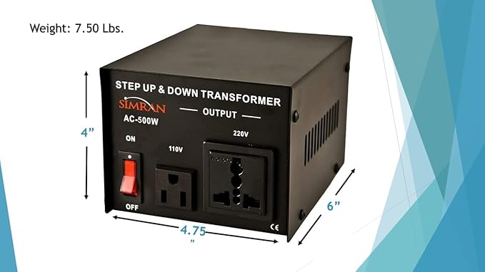 Simran AC-500 Step Up/Down Voltage Converter Transformer 110V/220V with Fuse Protection - 500 Watts