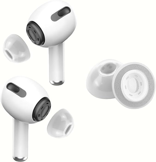 KASOTT Memory Foam Ear Tips for AirPods Pro 1st & 2nd Gen - Upgraded Liquid Silicone Rubber, Superior Noise Isolation, Secure Fit & Ultimate Comfort, Fits Charging Case, 1 Pair (Grey, Large)