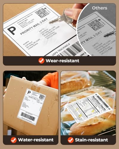 RW403B Bluetooth Thermal Label Printer+4"x6" Direct Thermal Shipping Labels