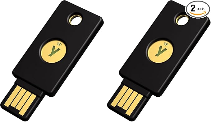 Yubico - Security Key NFC - Basic Compatibility - Multi-Factor authentication (MFA) Security Key, Connect via USB-A or NFC, FIDO Certified (Pack of 2)