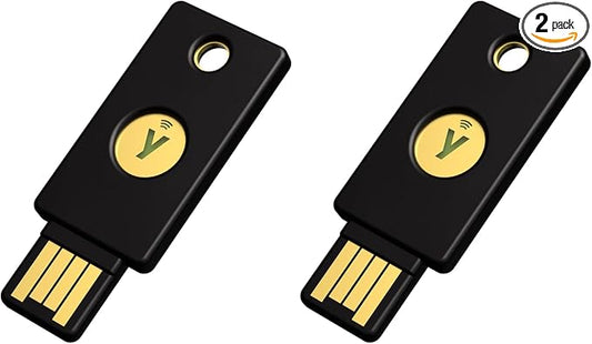 Yubico - Security Key NFC - Basic Compatibility - Multi-Factor authentication (MFA) Security Key, Connect via USB-A or NFC, FIDO Certified (Pack of 2)