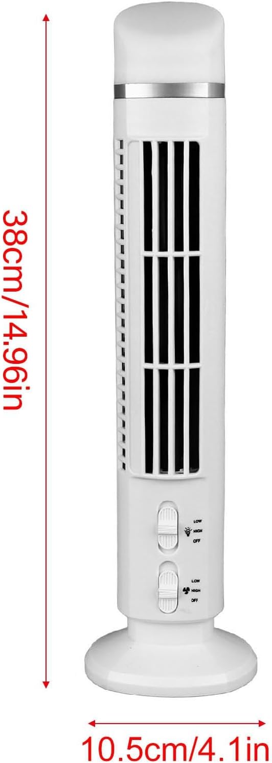 Portable Bladeless Tower Fan USB Desk Cooling Fan Quiet Night Light Air Circulator for Home Bedroom Office Sleep Aid Personal Space
