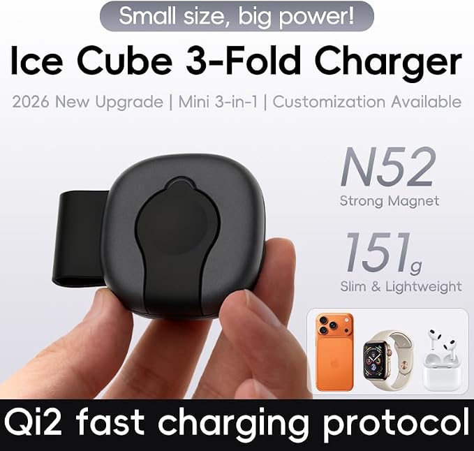 3-in-1 Foldable Magnetic Wireless Charging Station for iPhone 16/15/14/13/12, Apple Watch & AirPods - Slim Portable Multi-Device Charger (Black)