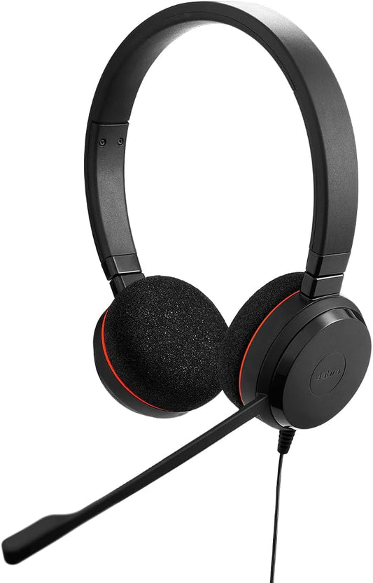 Jabra Evolve 20 Wired Headset (2025 Edition) - Dual-Ear Set for Office and Work from Home - Call Control - All Platforms - USB-C/A Connectivity - Black