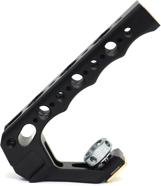 Top Handle Camera Grip with Cold Shoe Base for DSLR Camera Cage, with 3 Cold Shoe Adapters to Mount DSLR Camera with Microphone/LED Light/Monitor (Black with Cold Shoe Base)