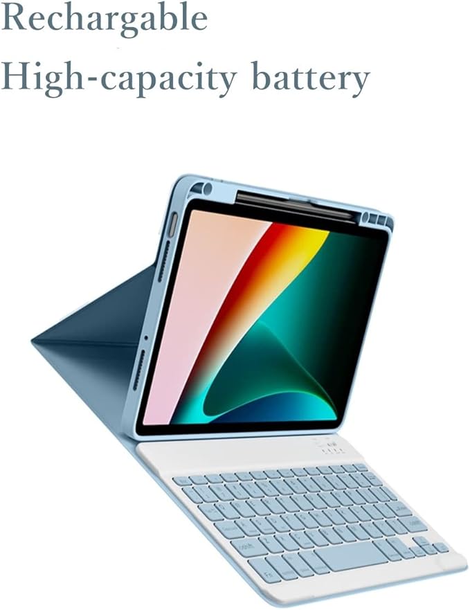 kaitesi Keyboard Case for iPad A16 (11th Gen 11")/ iPad 10th Generation 2022 10.9 inch, Magnetically Detachable Bluetooth Color Keyboard Smart Folio Cover with Pencil Holder (Misty Blue)