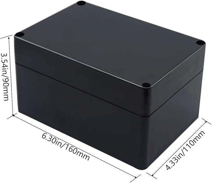 Project Box IP65 Waterproof Junction Box ABS Plastic Black Electrical Boxes DIY Electronic Project Case Power Enclosure 6.3x4.33x3.54 inch (160x110x90 mm)