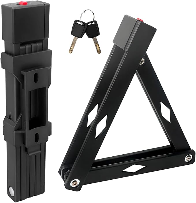 Folding Bike Chain Lock with Key for High Security, Heavy Duty Bicycle Lock with Solid Links for Bike, E-Bike, Scooter and Electric Scooter, Portable and Adjustable Design