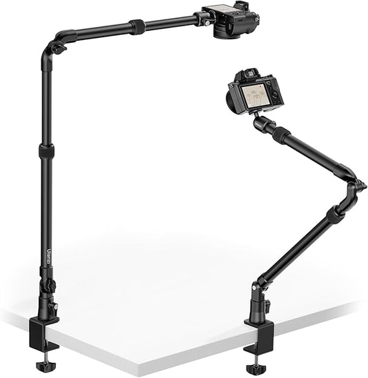 ULANZI ZJ02 Camera Desk Mount Overhead Magic Arm, 98cm/38.6inch Aluminum Adjustable Articulating Arm with 1/4" Ball Head for Cameras DSLR Lights Mount for Live Streaming/Photo Video Shooting