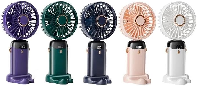5 PCS Portable Handheld Fan, 12 hours Upgrade 3200mAh Mini Fan with Stand, 90° Foldable, 5 Speed Wind, 3 in 1 Personal Small Fans, Makeup Fans for Women (Purple, Green,Pink,Blue,White)