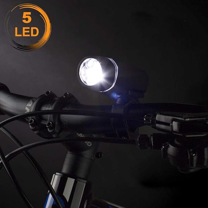 Kryptonite Combo Bike U-Lock Standard, Anti-Theft Security Bicycle Lock, 12mm Steel Shackle & BV Bicycle Light Set Super Bright 5 LED Headlight, 3 LED Taillight, Quick-Release
