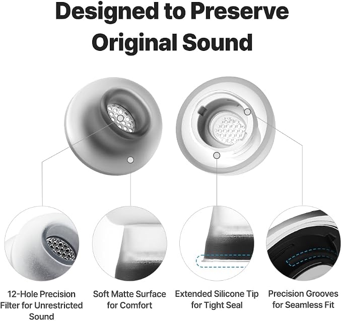 AZLA MAX for Galaxy Buds 4/3 Pro Ear Tips - Samsung-Certified Ear Tips | SMAPP-Certified, Galaxy Buds 4/3 Pro, Matte Surface, Pressure-Free, Comfortable Fit, Easy to Clean, Medical Silicone