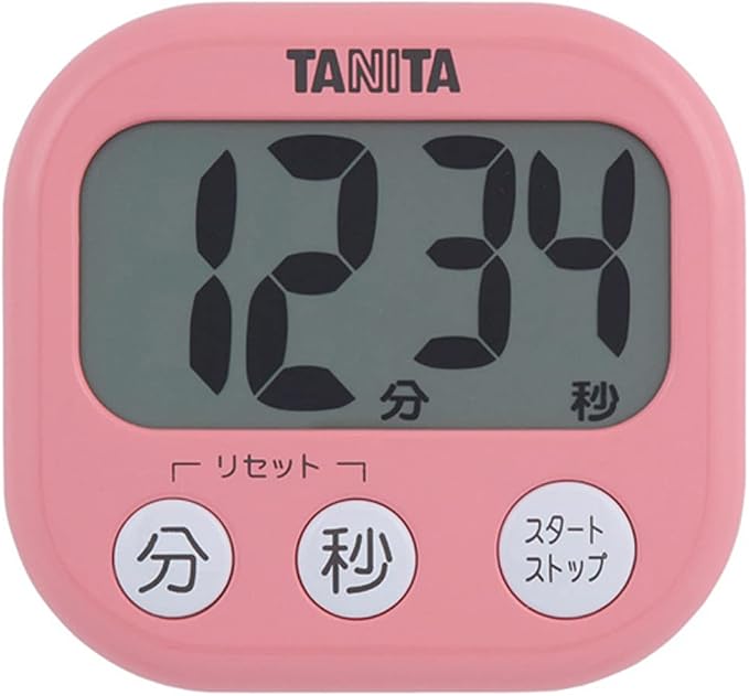 Tanita TD-384 PK Kitchen Study Learning Timer with Magnet, Large Screen, Loud Volume, 100 Minutes, Pink