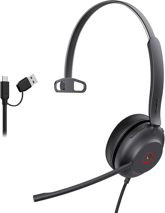 Yealink UH37 Professional USB Headset with Microphone for PC Laptop Noise Cancelling & Volume Control VoIP Skype Online Conference(USB-C/A)