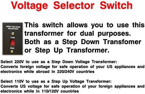 Simran AC-5000 Step Up/Down Voltage Transformer Power Converter for Conversion Between 110 Volt and 220 Volts with Circuit Breaker, CE Certified, 5000 Watts, Black