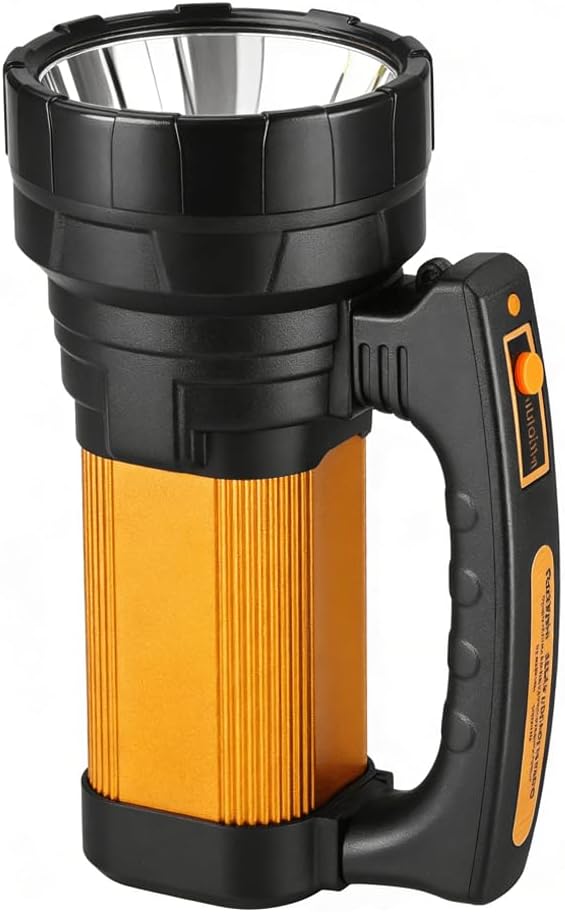 1200LM Rechargeable Spotlight Flashlight, IP67 Waterproof Handheld Flashlight with 3400mAh, 30H Runtime,USB,Led Spotlight with Shoulder Strap for Outdoor Camping Hunting Emergency