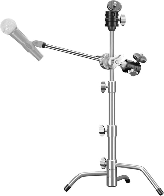 Heavy Duty Mic Stand for Desk, SUPON Stainless Steel Desktop Microphone Stand with 5/8, 3/8, 1/4 Adapters, Pro C-Stand Boom Arm for Blue Yeti, Shure SM7B, Camera, Light, Video Recording