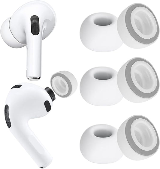 KASOTT 2025 Upgraded for AirPods Pro 3 Memory Foam&Silicone Hybrid Ear Tips, Ultimate Comfort, Anti-Slip Eartips, Superior Noise Isolation, Fits in The Charging Case, 3 Pairs (Grey, Medium)