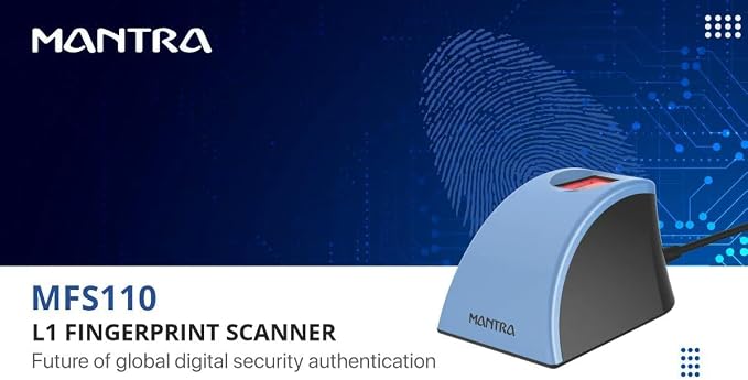 Mantra MFS 110 L1 Biometric Single Fingerprint Scanner | Aadhaar Authentication Device | Latest Updated RD Service | High Securety and Fast scanning | Reliable and Durable