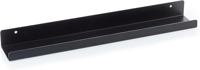 Vinyl Record Shelf - A Metal Display Shelf - Wall Mount Now-Playing Vinyl Shelves - an Album Record Holder that Doubles as a Picture Ledge - Fits All Records (Black)