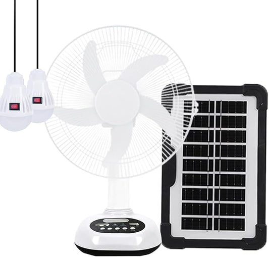 12 inch New Update Rechargeable Solar Powered Fan,14400mAh AC DC Portable Camping PowerBank 12 Inch Oscillating Tabletop Fan with Led Night Light for Home Office Outdoor Camping Tent Traving (1)
