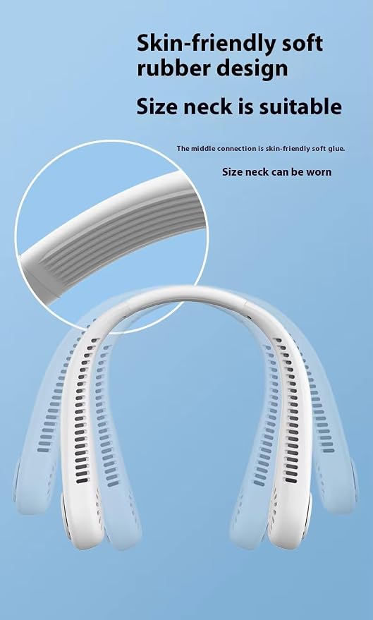 FANECK portable Neck Fan - 3 speed, USB Recharge, Quiet, Hands Free - Great for Summer, Office, outdoor & Work (White)