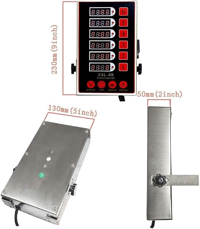 Commercial Kitchen 6-Channel Timer Digital Cooking Timer Reminder with Loud Alarm Stainless Steel Clear LED Display for Restaurant and Home Kitchen
