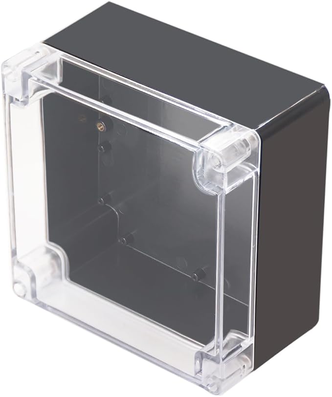 Project Box IP65 Waterproof Junction Box ABS Plastic Black Electrical Boxes DIY Electronic Project Case Power Enclosure Clear Cover 6.3"x6.30"x3.54"