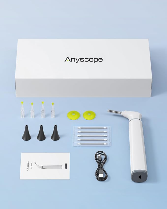 Wireless Otoscope with Gyroscope, Ear Camera with Dual View, 3.9 mm Otoscope with Light, Ear Scope with Ear Wax Removal Tool for Kids, Adults, and Pets, Compatible with iPhone and Android