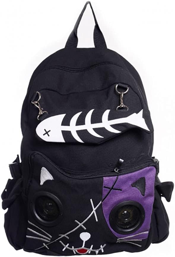 Lost Queen Kitty Speaker Backpack (Black/Purple)