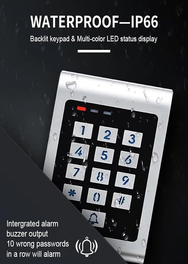 Smart WiFi Metal Outdoor Keypad RFID Access Controller with Tuya Phone App Remote Control 600lbs Magnetic Lock Push Exit Button Commercial WiFi Access Control System