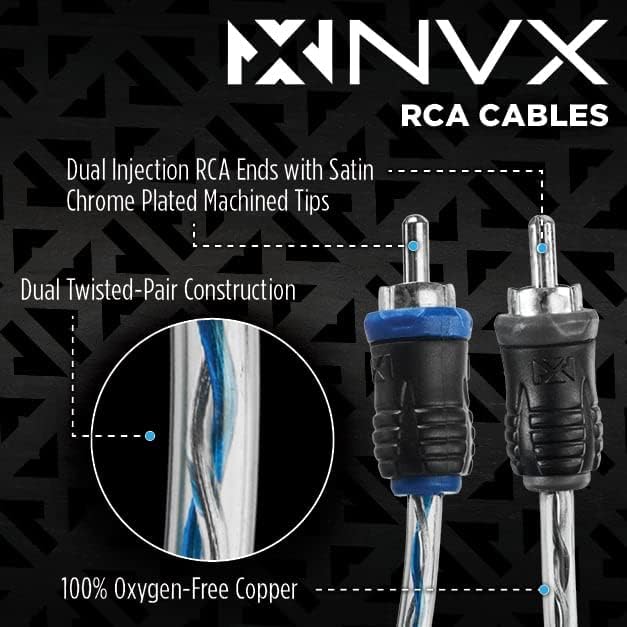 NVX True 8 Gauge AWG 100% OFC Complete Amplifier Wiring Kit with 4-Channel RCA Cable - XKIT84