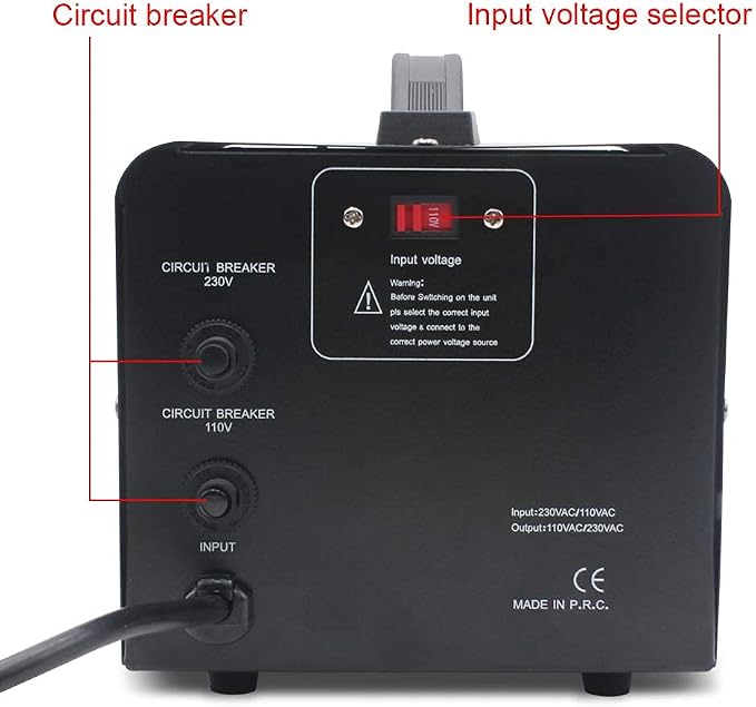 Cantonape Voltage Transformer Converter 1000 Watt Step Up/Down Convert from 110-120 Volt to 220-240 Volt and from 220-240 Volt to 110-120 Volt with 2 US Outlets, 2 Universal Outlets
